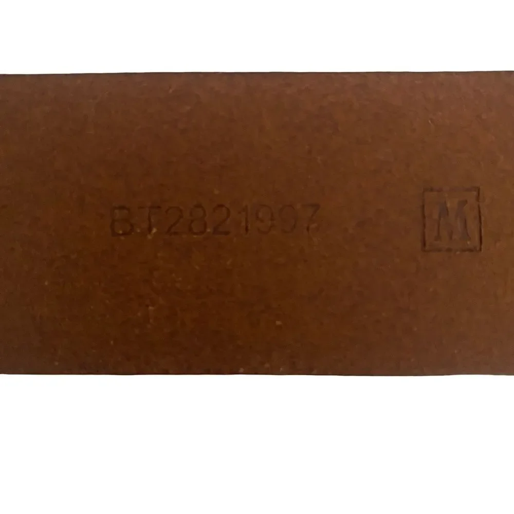 Vintage 90s Fossil Genuine Leather Embossed Stitched Belt Size Medium